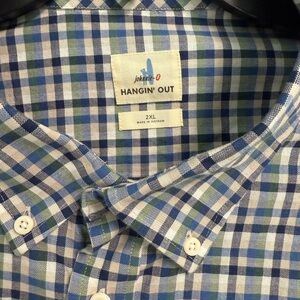 Johnnie-O Blue and Green Plaid Men's Shirt Sz 2XL